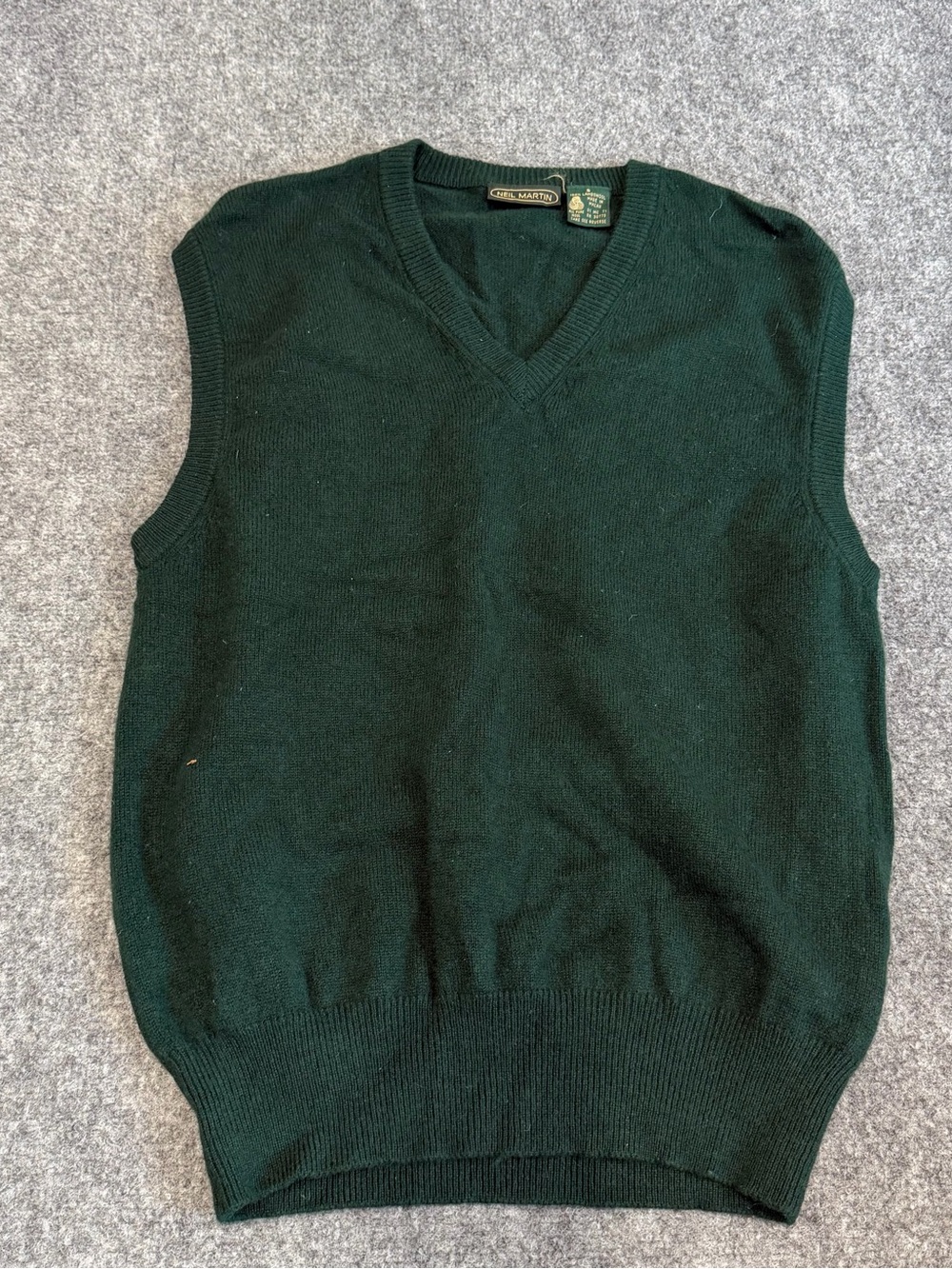 Classic Deep Green V-Neck Sweater Vest - Men's 100% Lambswool